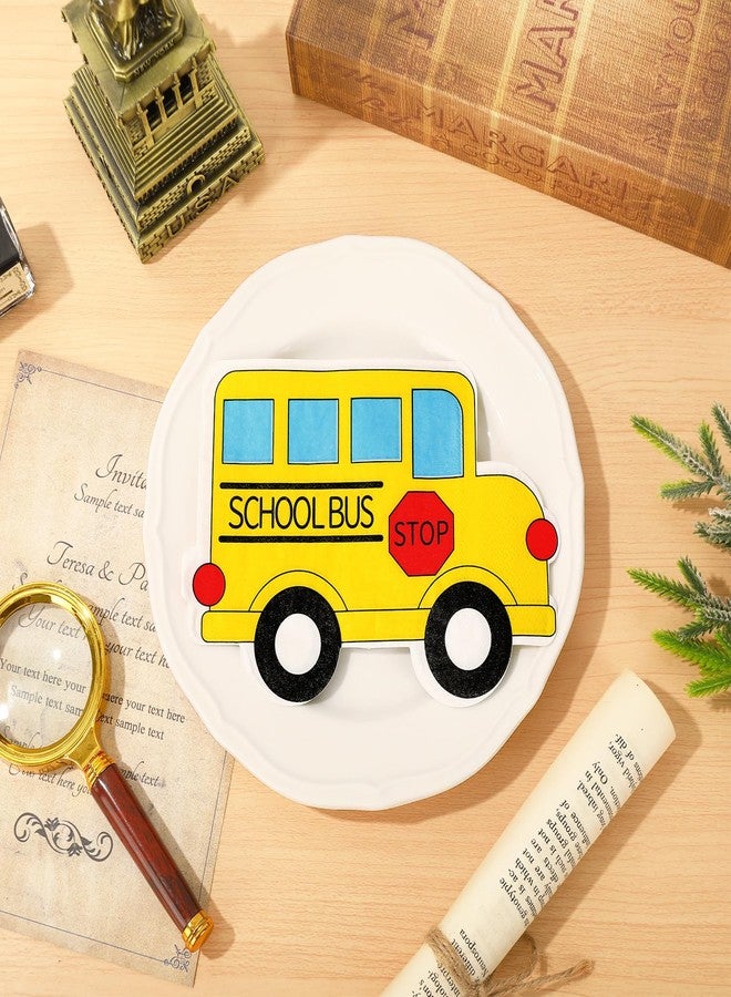 Whaline 100Pcs Back to School Paper Napkin Yellow School Bus Disposable Napkins School Season Luncheon Dinner Napkin for First Day of School Party Supplies - Image 4